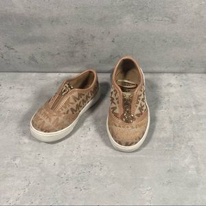 Micheal Kors Arrow-T Brown Signature Toddler Kids Shoes Zipper Size 5 EUC